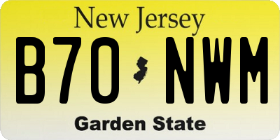 NJ license plate B70NWM
