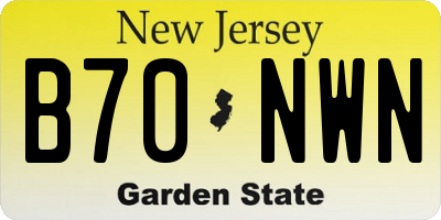 NJ license plate B70NWN