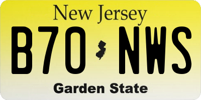 NJ license plate B70NWS