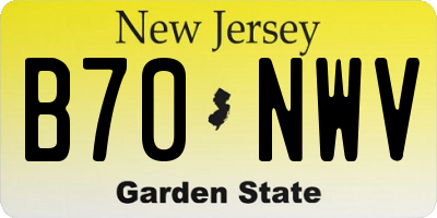NJ license plate B70NWV