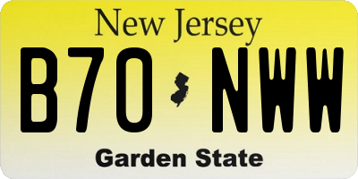 NJ license plate B70NWW