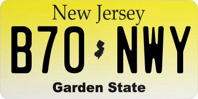 NJ license plate B70NWY