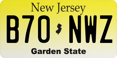 NJ license plate B70NWZ