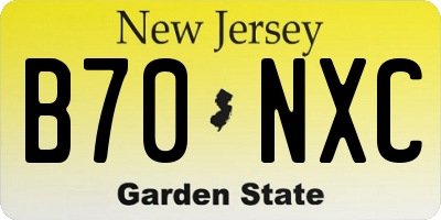 NJ license plate B70NXC