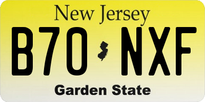 NJ license plate B70NXF