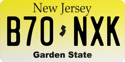 NJ license plate B70NXK