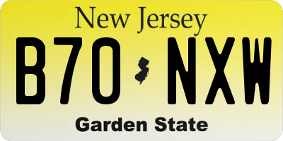 NJ license plate B70NXW