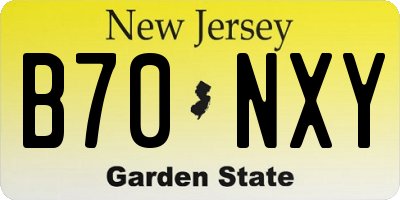 NJ license plate B70NXY