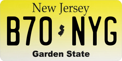 NJ license plate B70NYG