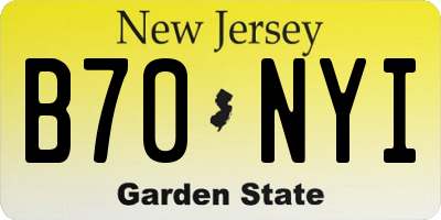 NJ license plate B70NYI