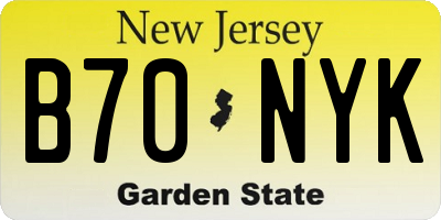 NJ license plate B70NYK
