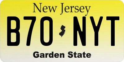 NJ license plate B70NYT