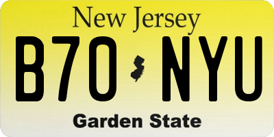NJ license plate B70NYU