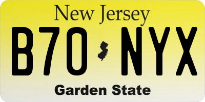 NJ license plate B70NYX