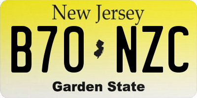 NJ license plate B70NZC