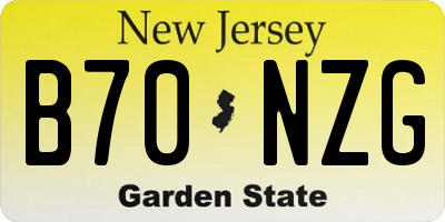 NJ license plate B70NZG