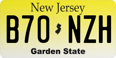 NJ license plate B70NZH