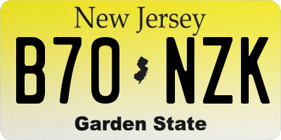 NJ license plate B70NZK