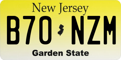 NJ license plate B70NZM