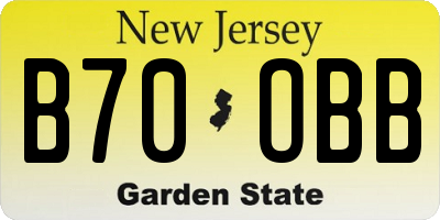 NJ license plate B70OBB
