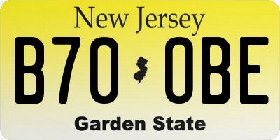 NJ license plate B70OBE