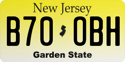 NJ license plate B70OBH