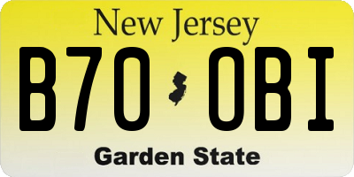 NJ license plate B70OBI