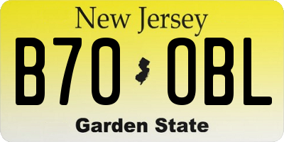 NJ license plate B70OBL