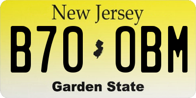 NJ license plate B70OBM