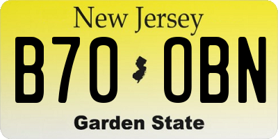 NJ license plate B70OBN