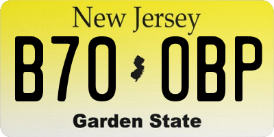 NJ license plate B70OBP