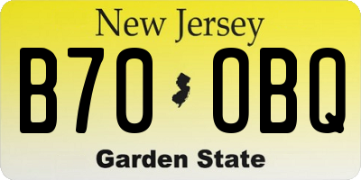 NJ license plate B70OBQ
