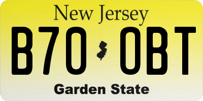 NJ license plate B70OBT