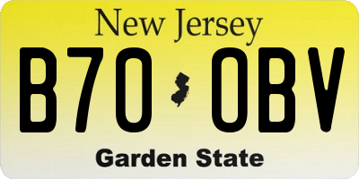 NJ license plate B70OBV