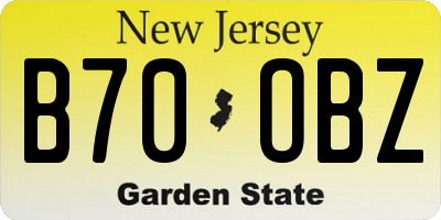 NJ license plate B70OBZ