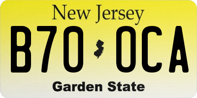 NJ license plate B70OCA