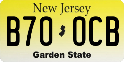 NJ license plate B70OCB