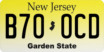 NJ license plate B70OCD