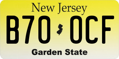NJ license plate B70OCF