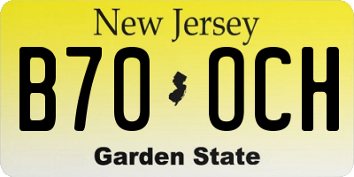 NJ license plate B70OCH