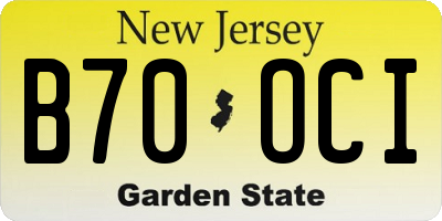 NJ license plate B70OCI