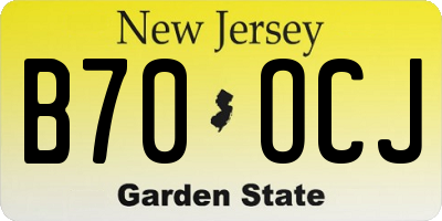 NJ license plate B70OCJ