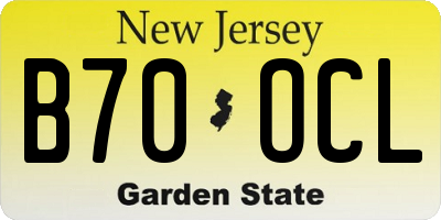 NJ license plate B70OCL