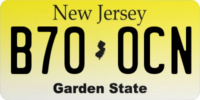 NJ license plate B70OCN