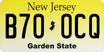 NJ license plate B70OCQ