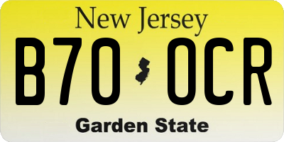 NJ license plate B70OCR