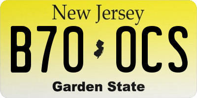 NJ license plate B70OCS