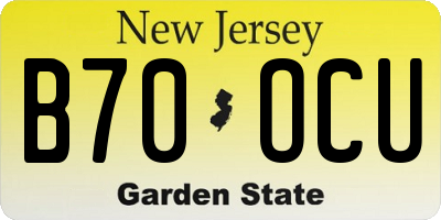 NJ license plate B70OCU