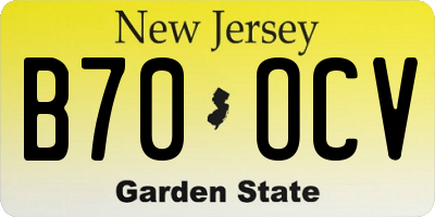 NJ license plate B70OCV