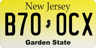 NJ license plate B70OCX
